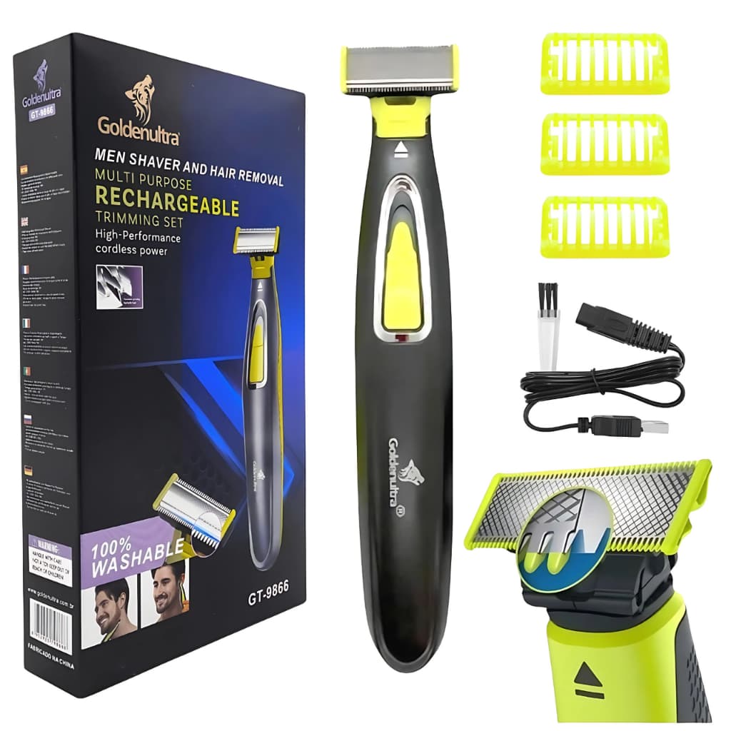 Barbeador Eletrico A Prova D'agua Flexivél Profissional Usb Corpo e Rosto Potente 100V/240V