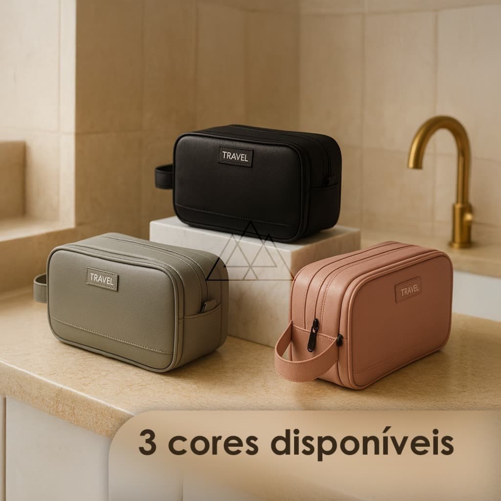 Necessaire feminina e masculina para higiene pessoal e maquiagem, material emborrachado impermeável