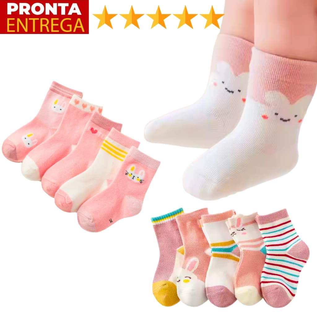 Kit 18 Pares De Meia Bebê Infantil Para Menina
