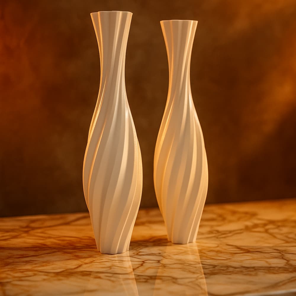 Kit 2 Vasos Decorativos Modernos Decoração para Flores Decoração de Luxo Estilosos Espiral Slim