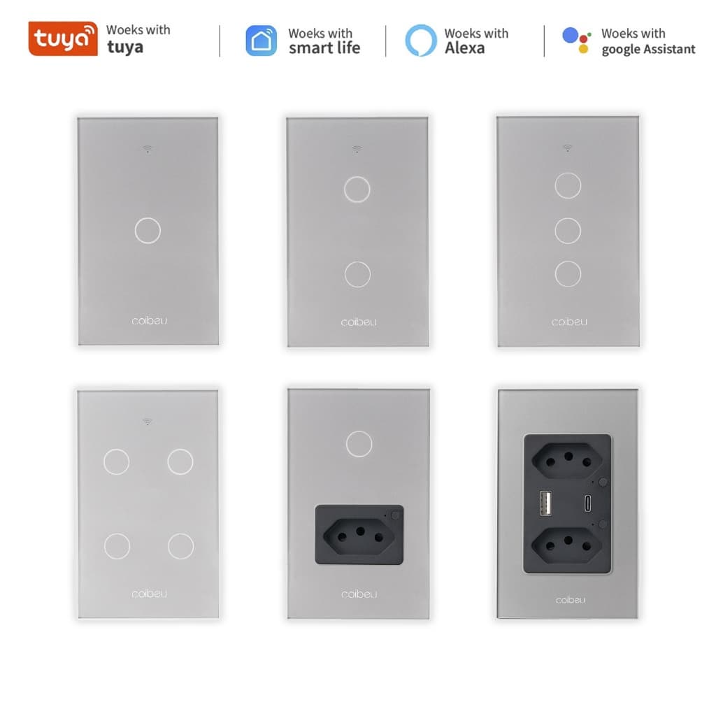 COIBEU Tuya WiFi Interruptor Inteligente Touch com Controle Remoto Sem Fio para Alexa e Google Home
