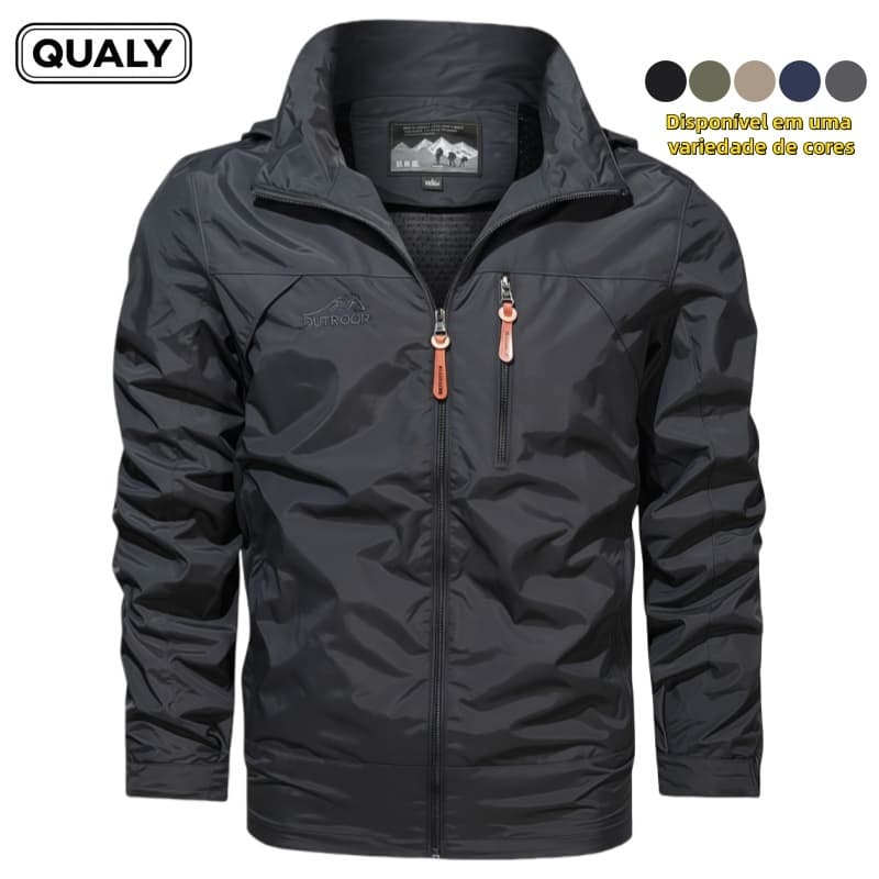 Jaqueta Impermeável Masculino Motoqueiro Corta Vento Tática Com Capuz - QUALY