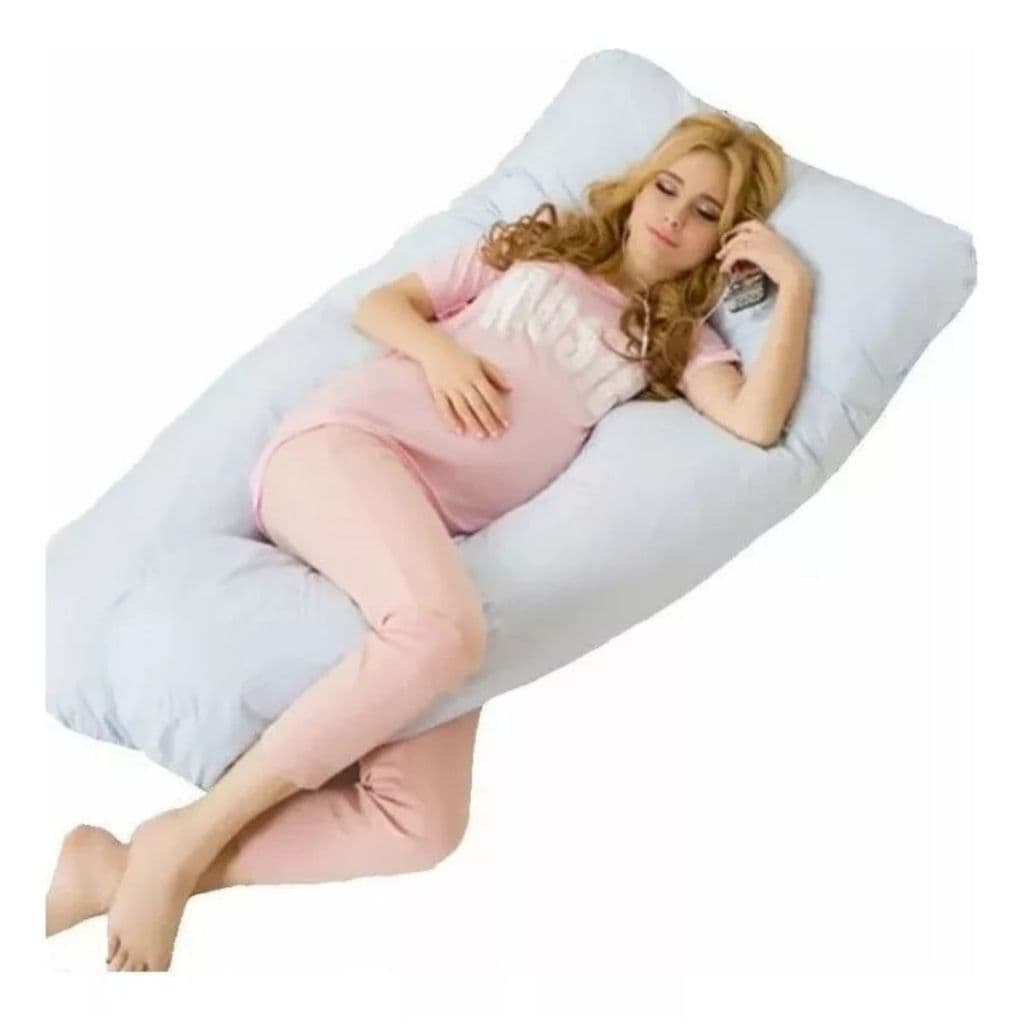 Almofada Travesseiro De Corpo Gestante Formato U  Apoio Completo para Barriga