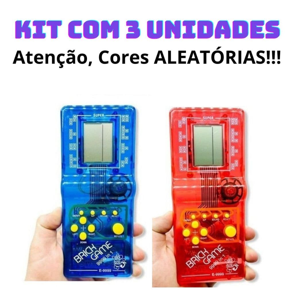 Kit com 3 Super Mini Game Retro Brinck Game Portátil 9999 jogos