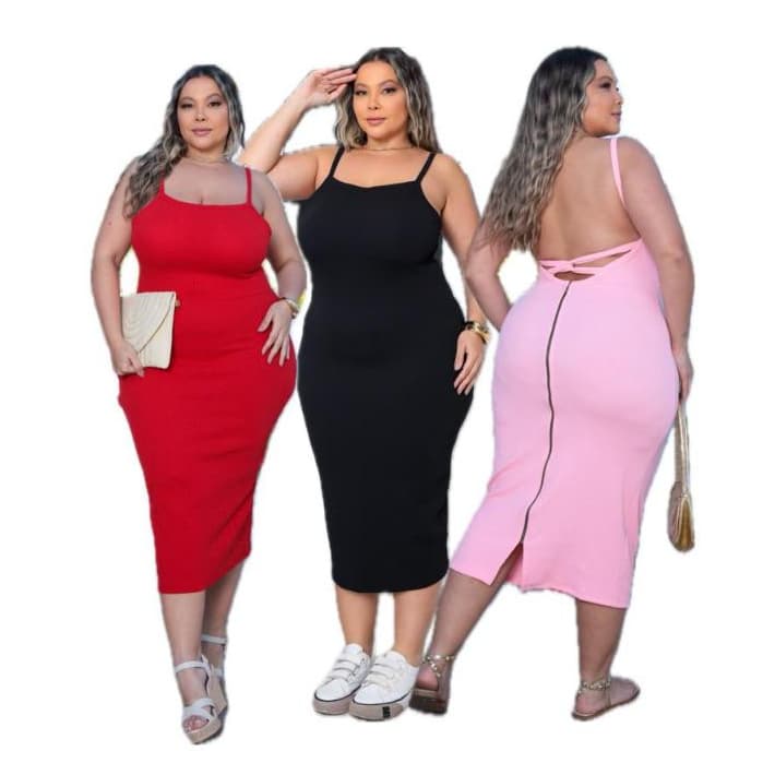 VESTIDO ELEGANTE MODA PLUS SIZE CON ZIPER NAS COSTAS ANARUGA PREMIUM
