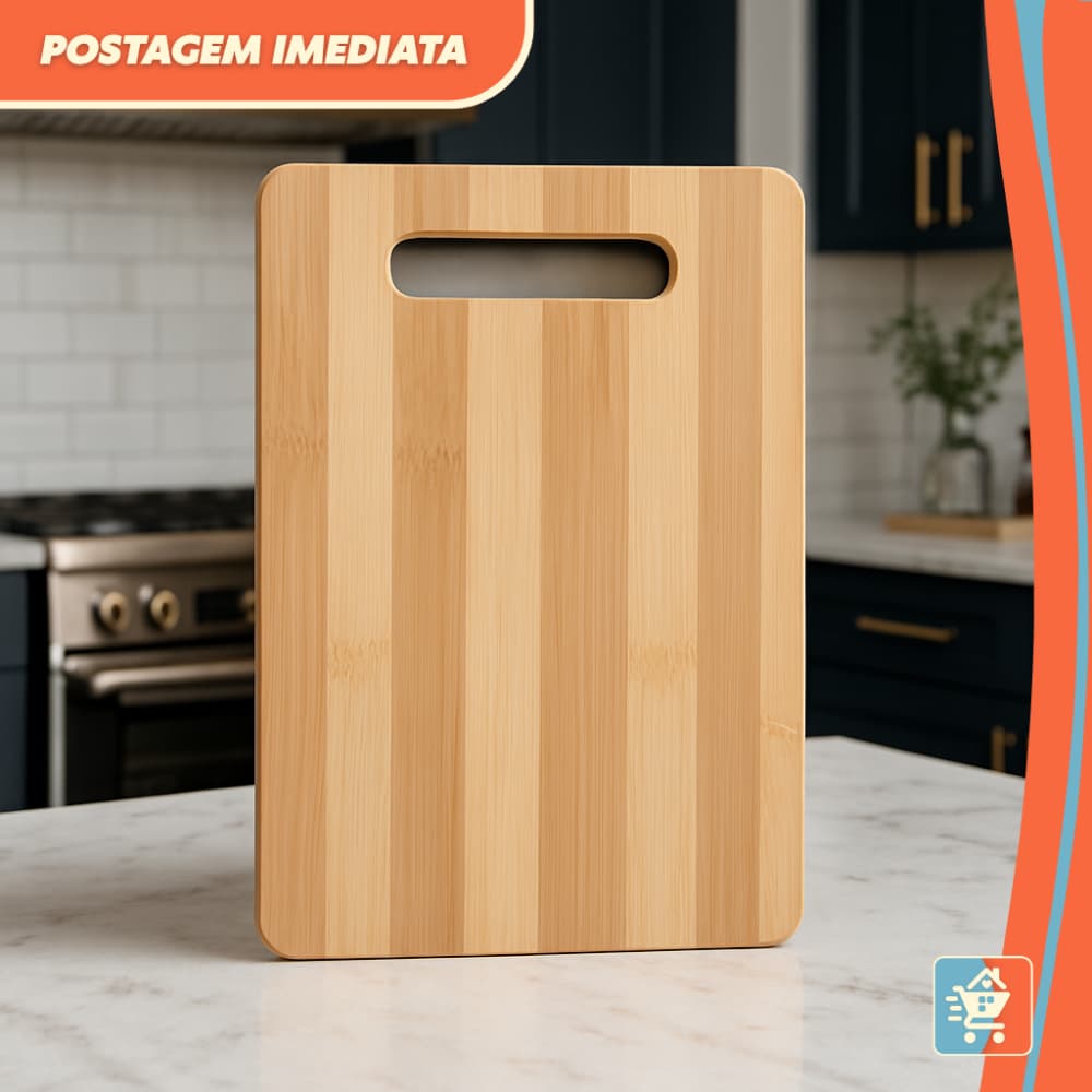 Tábua de Corte de Bambu Antibacteriana Multiuso Churrasco Cozinha Ecológica