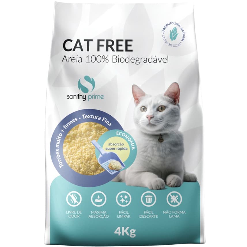 Areia Higiênica para Gatos Cat Free - 100% Biodegradavel não deixa cheiro