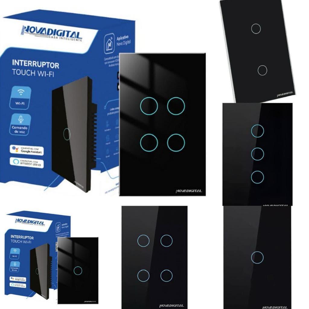Interruptor Wifi NovaDIgital Preto compativel Alexa e Google