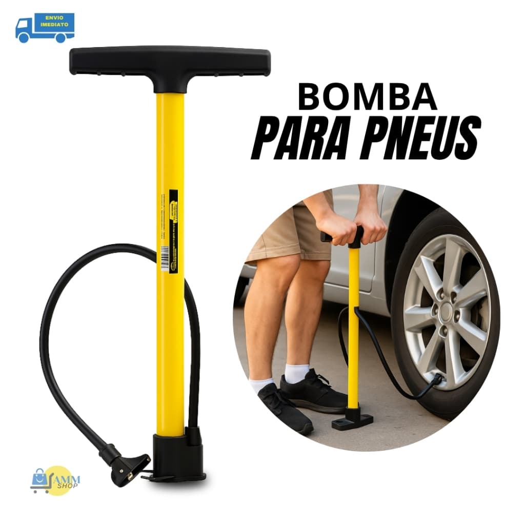 Bomba Ar Manual Vertical 50cm Bico Comum Pneu Bicicleta Boia Infláveis
