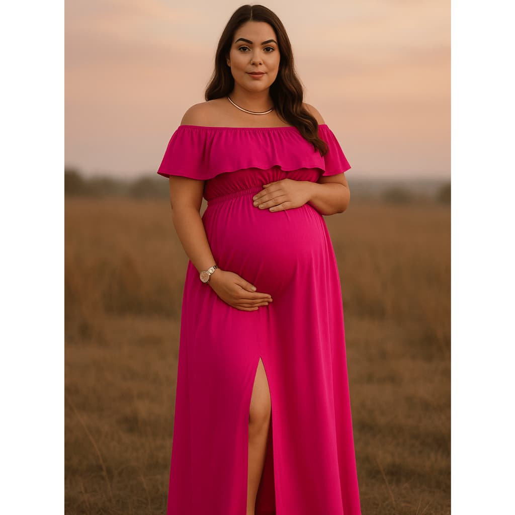 Vestidos Longo Moda Gestante Elástico Ajustável Soltinho Roupas Para Grávida Maternidade Amamentação