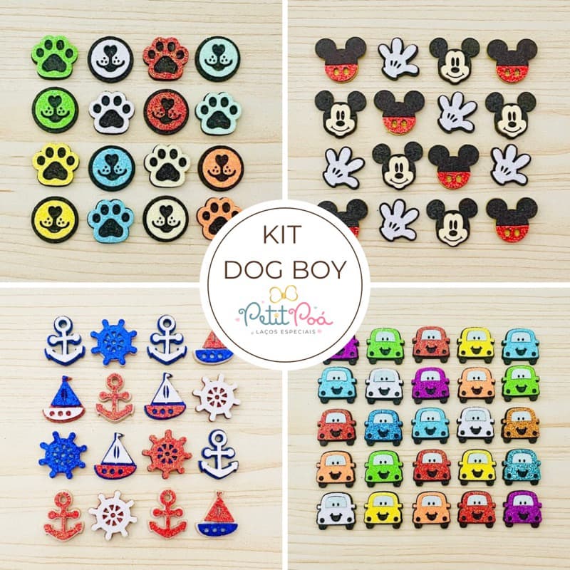KIT ADESIVO PET DOG BOY - BANHO E TOSA (80 ITENS)