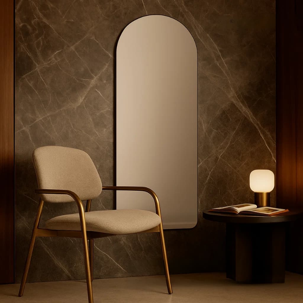 Espelho Lopazzi Corpo Inteiro Base Reta Arcos Janela Polido 110x50cm Quarto Sala Hall