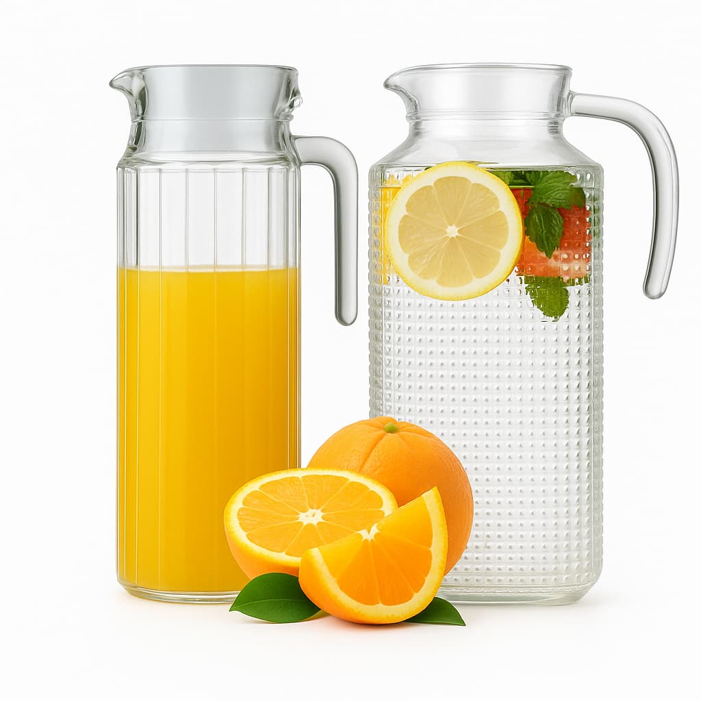 Conjunto de Jarras de Vidro Premium 1L + 1,8L – Para Sucos, Refrescos e Água