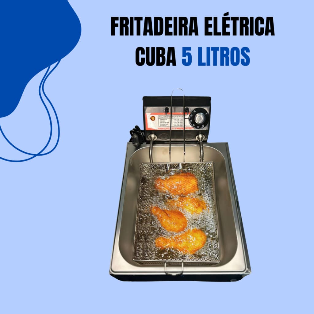 Fritadeira Elétrica cuba 5 litros com termostato profissional