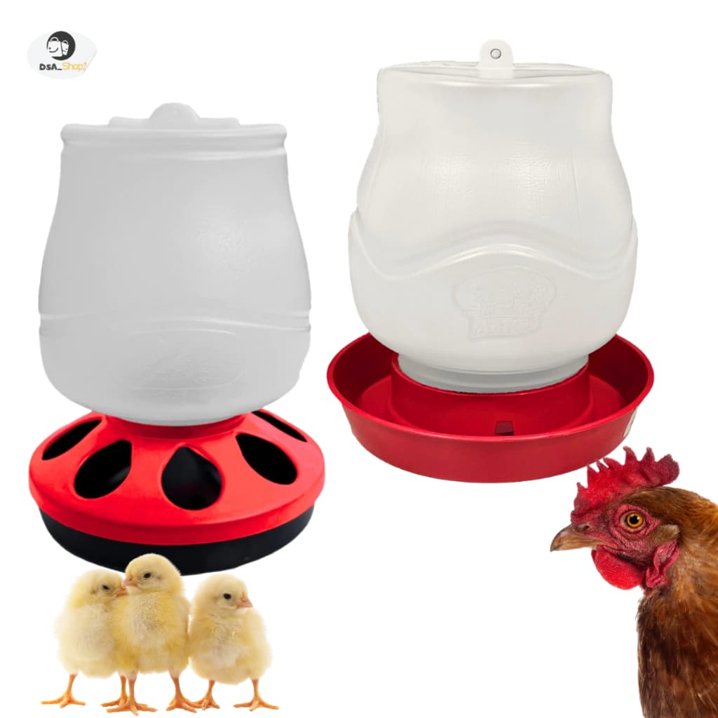 Kit Comedouro 2 kg Automatico E Bebedouro 2lts Aves Galinha Vermelho