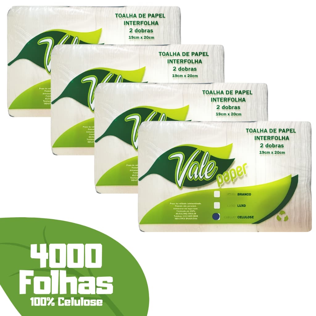 Papel Toalha 4000Fls Interfolha Branco 100% Virgem Promo Vale Paper