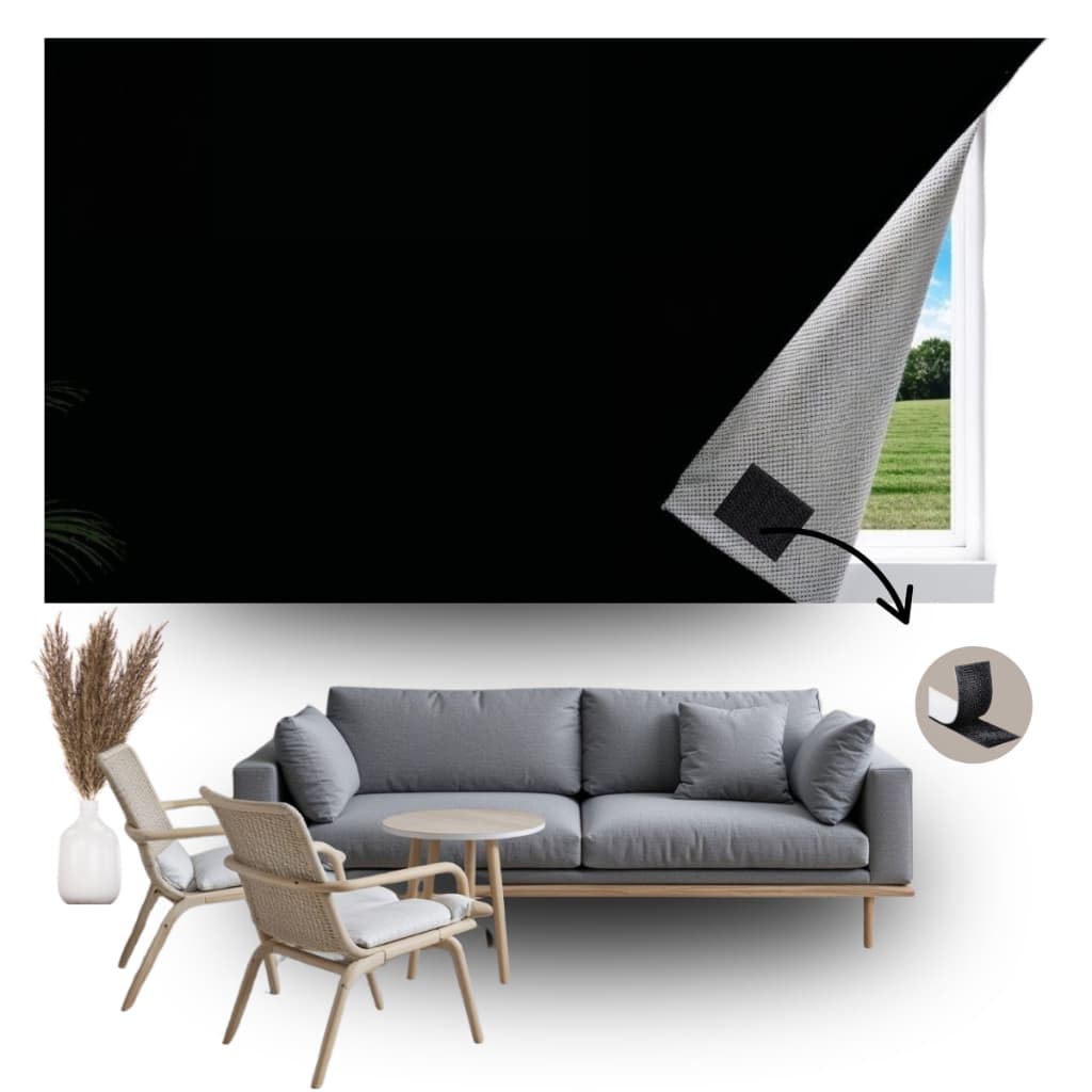 Cortina Painel Blackout com Tiras Autocolantes para Sala Quarto Cozinha Fácil Instalação