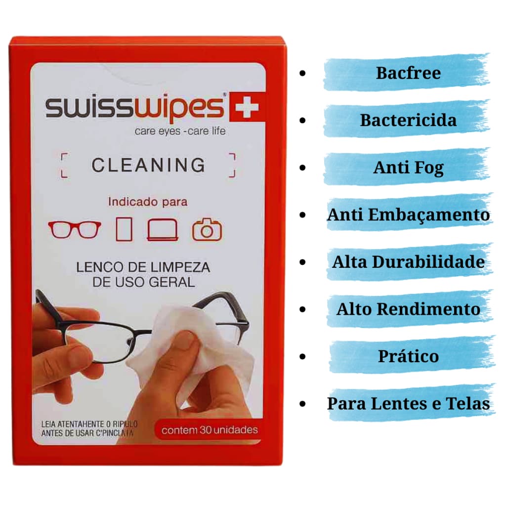 Kit 30 Lenços De Limpeza Wipes Umedecidos Óculos Lente Câmera Celular Eletrônicos e Antiembaçante