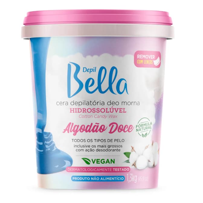 Cera Morna Hidrossolúvel 1,3kg Depil Bella Algodão Doce LANÇAMENTO