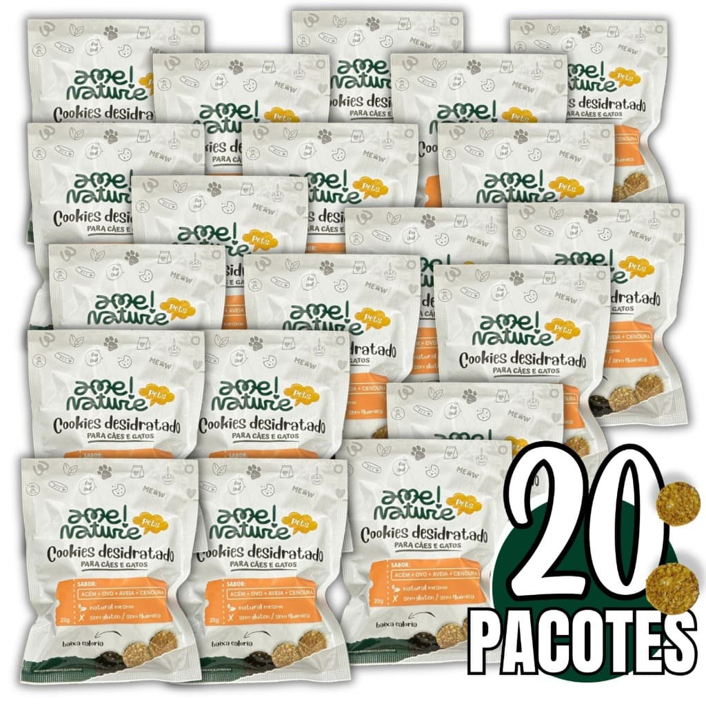 Kit Pet com 20 Petiscos 100% Natural Sabor Carne | Acém para Cães e gatos Desidratado 400 gr total
