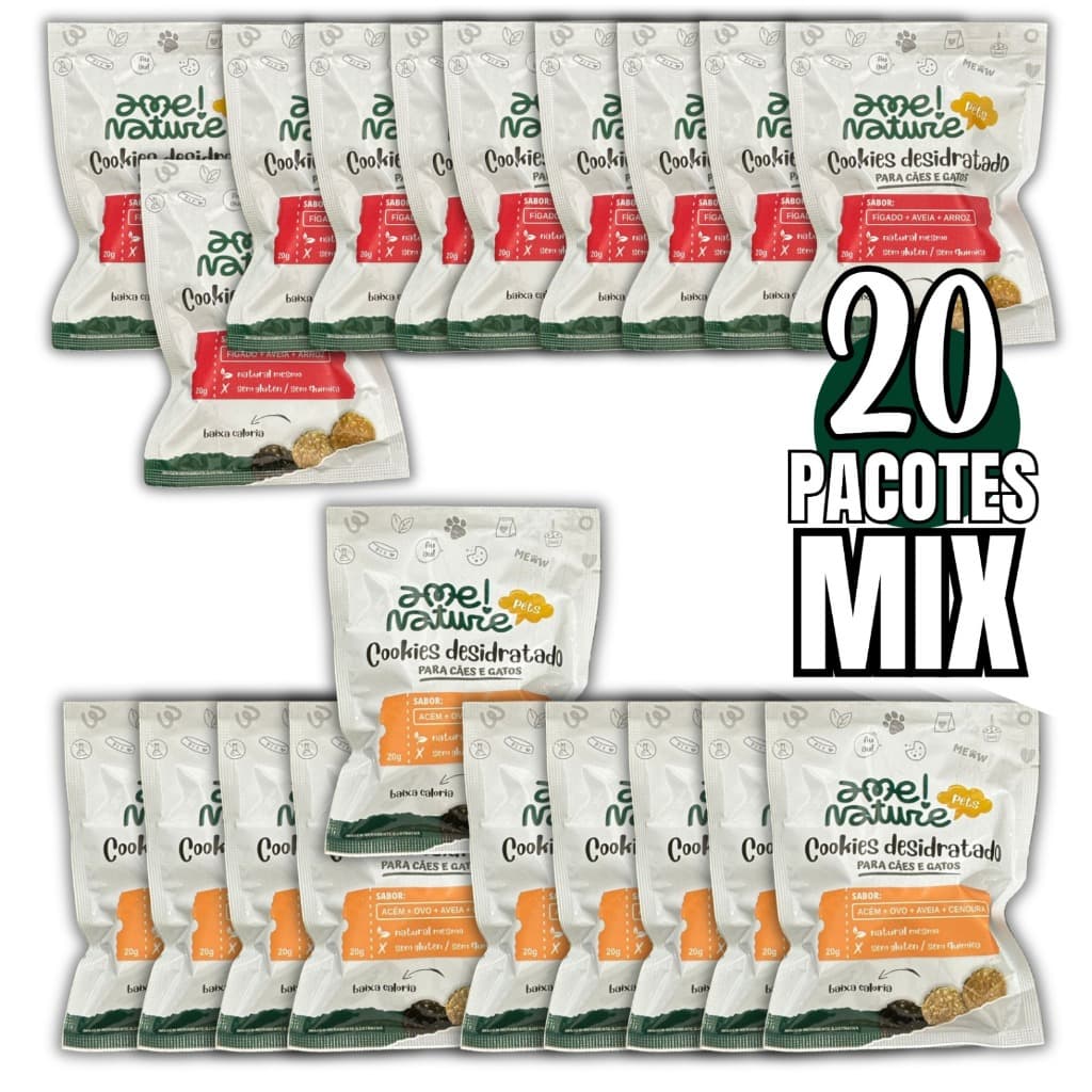 Kit com 20 Petiscos 100% Naturais 10 Sabor Acém + 10 Sabor Fígado para Cães e gatos 100% Desidratado