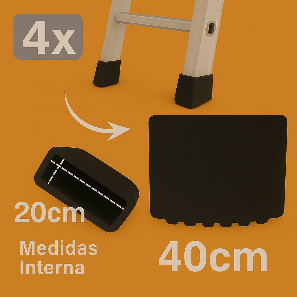 4 Pçs Ponteiras Sapata Externa Borracha Para Escada 20x40