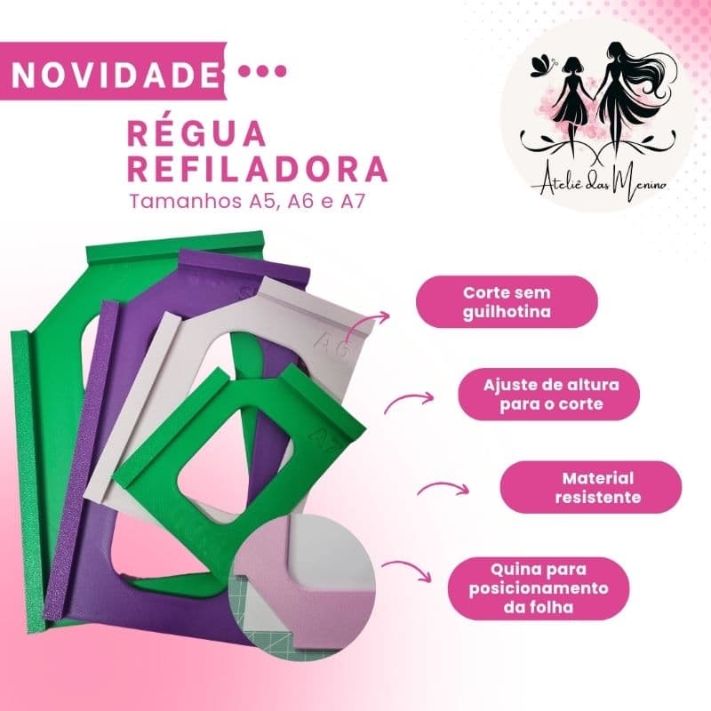 Régua Refiladora Base de Corte A4 para A5, A6, A7 e Slim 11x21 – Papelaria e Encadernação