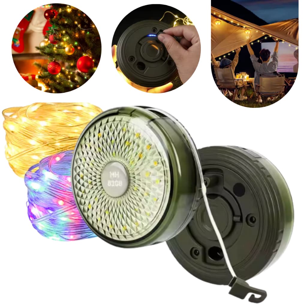 Luz De Corda Acampamento Camping Solar Barraca Pesca Pisca 10M USB Portátil Recarregável Power Bank