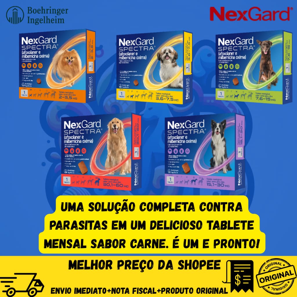 Nexgard Spectra Cães De 2,3Kg a 60Kg Caixa Lacrada Original  Antipulgas e Carrapatos