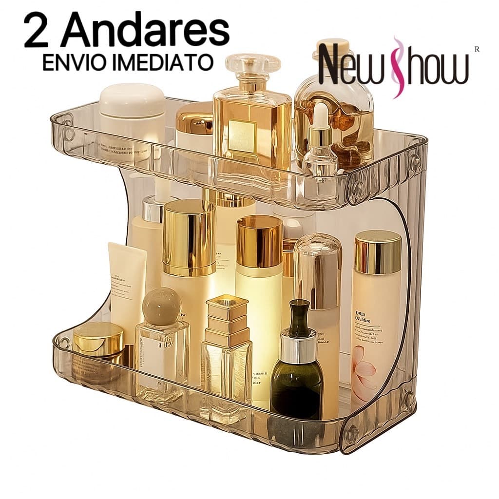 Organizador Prateleira Diamante Acrílico Porta Maquiagem Beleza linhas