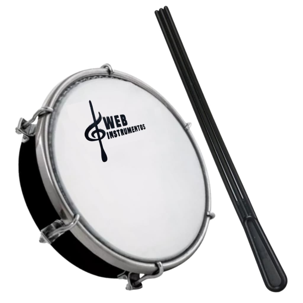 Tamborim 6" Pol Abs Web Instrumentos Pele Leitosa+ BAQUETA Tripla + Chave de Afinação