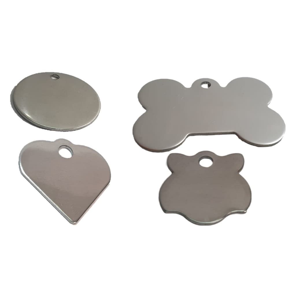 20pç placa pet identificação gato e cachorro em inox sem gravação redonda coração gato osso