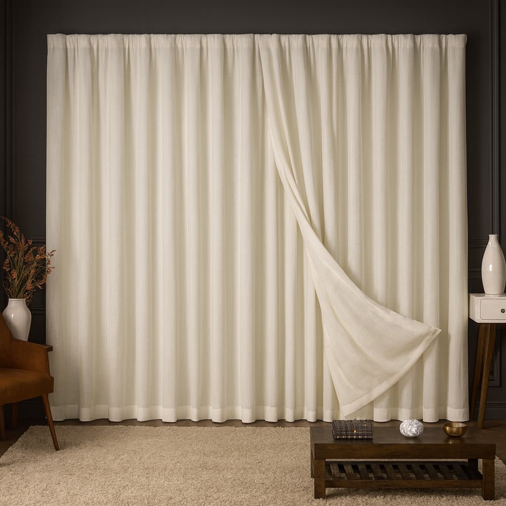 Cortina TRILHO SUIÇO 3M, 4M, 5M, 6M, 7M, 8M Cortina Voil Gaze de Linho com Forro Tecido Grosso