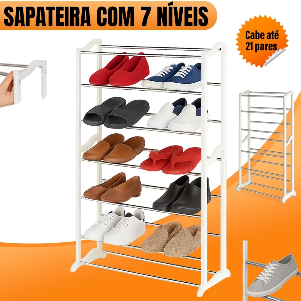 Sapateira Vertical Para 21 Pares com 7 Prateleira Entrada Quarto Closet Organizadora Yab