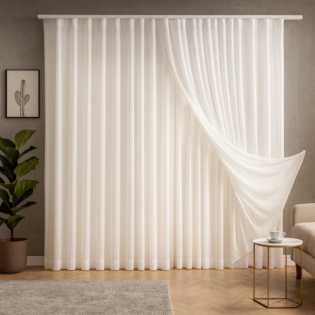 Cortina TRILHO SUIÇO 3M, 4M, 5M, 6M, 7M, 8M Cortina Voil Gaze de Linho com Forro Tecido Grosso