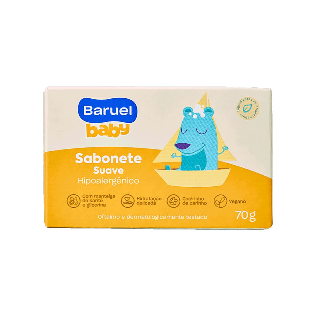 Sabonete Em Barra Infantil Baruel Baby Suave Com 70g