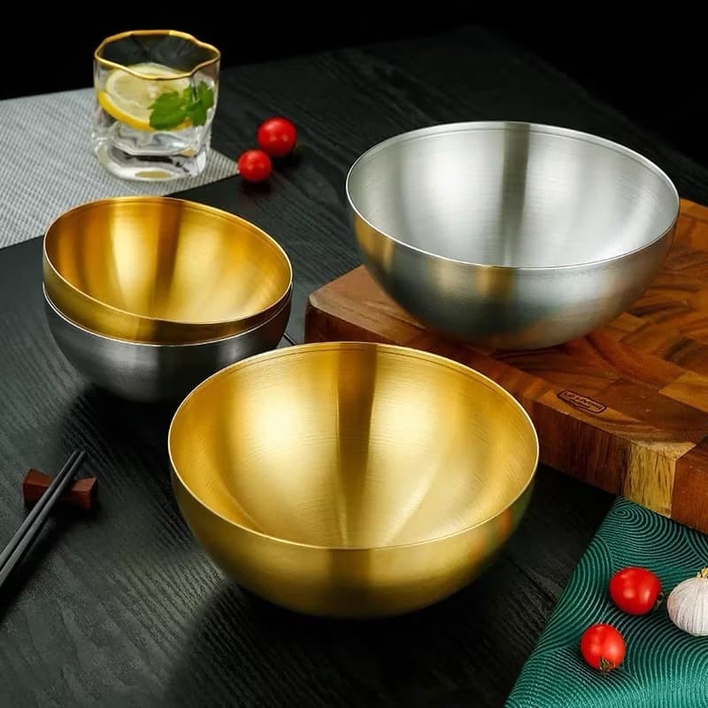 Tigela Bowl Aço Inox Dourado ou Prata - 15cm ou 20cm - Bacia Multiuso Cozinha