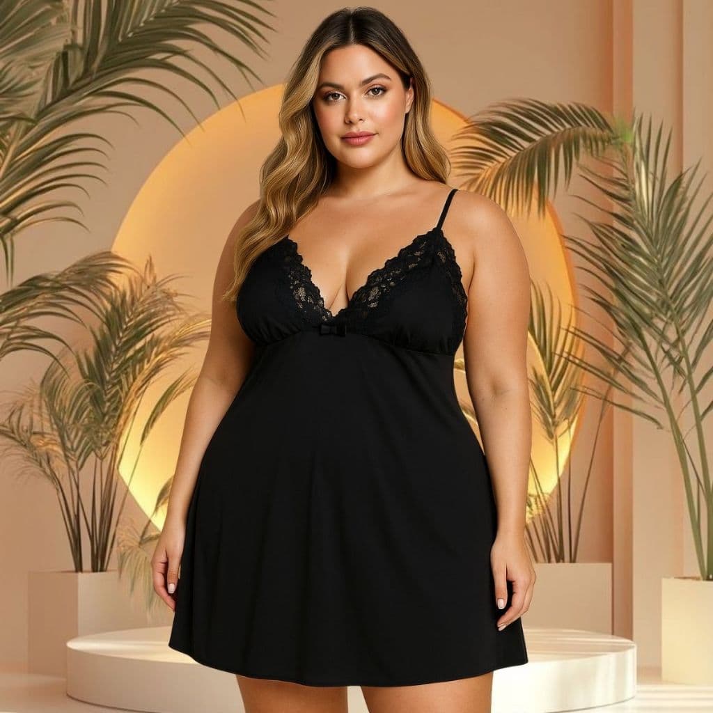 Camisola Plus Size Renda Delicada Alcinha Sexy Confortáve