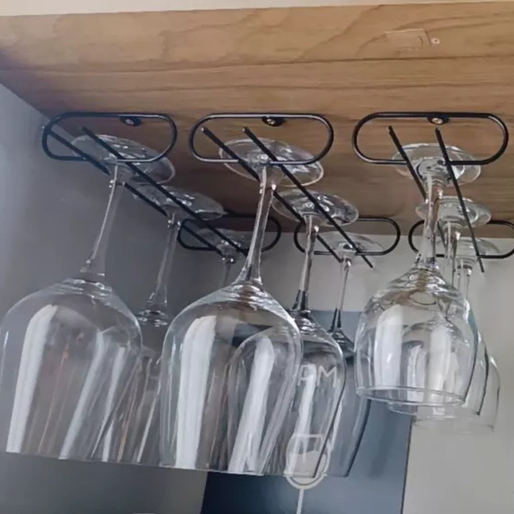 3 Suportes de Taça Para Organizar Vinho Suporte Suspenso Taça Preto 30cm ou 42cm