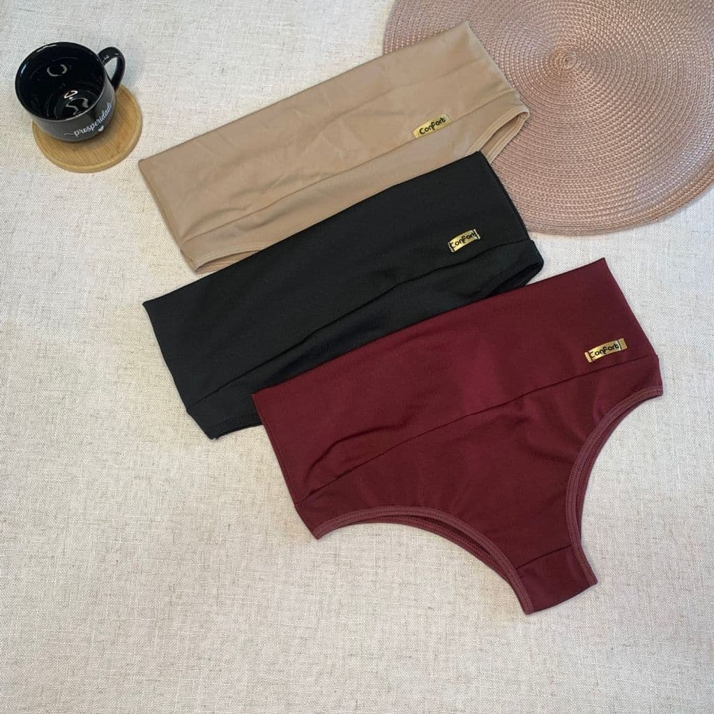 Kit 3 Cinta Calcinhas Modeladora Redutora Lingerie Feminina Seca Barriga