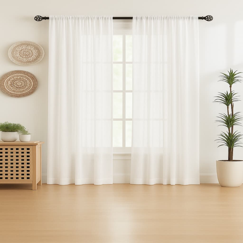 Cortina 6,00m Largura Voil Linho – Varão Passante c/ Fru-Fru  Várias Alturas