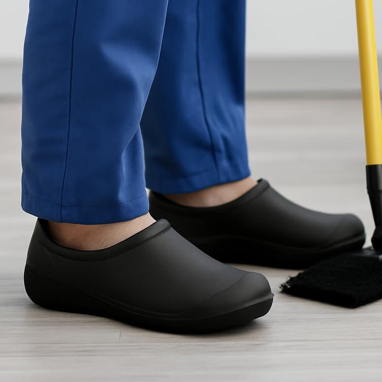 Sapato Profissional EPI Ocupacional Preto Antiderrapante Leve Fechado  Confortável Longas Jornadas