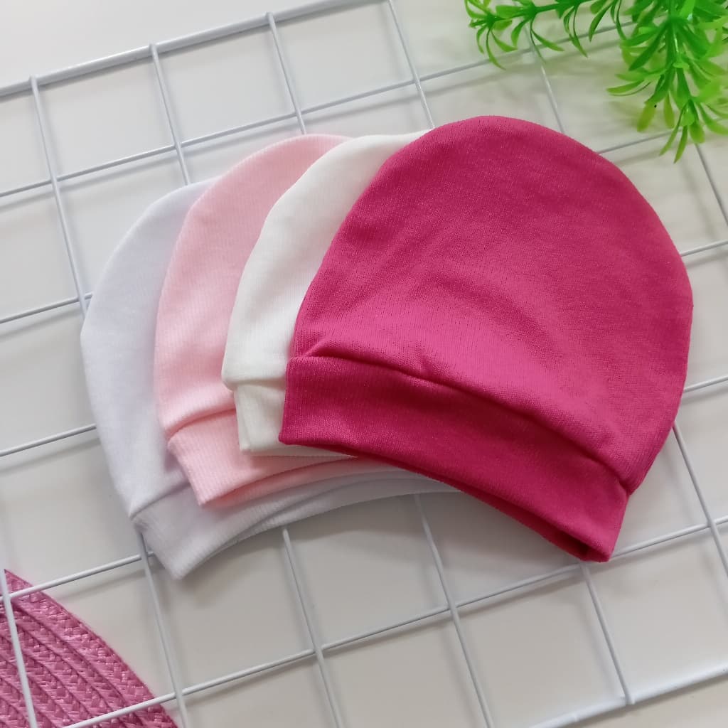 4 Toucas Coloridas Recém Nascido Malha Canelada Enxoval Maternidade NÃO TROCAMOS CORES