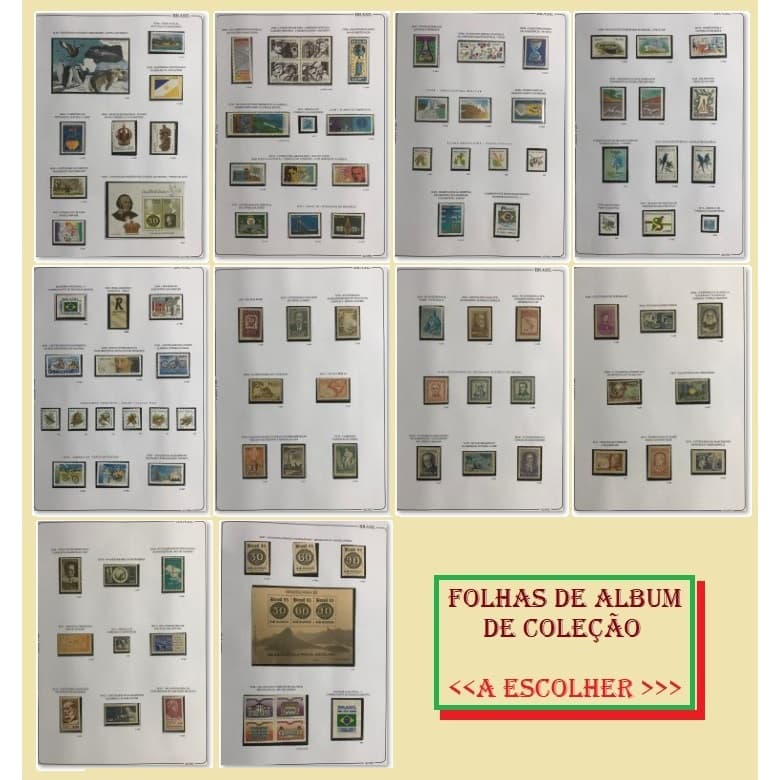 Selos e Blocos Novos - Folha de Album com temas e emissões - diferentes anos