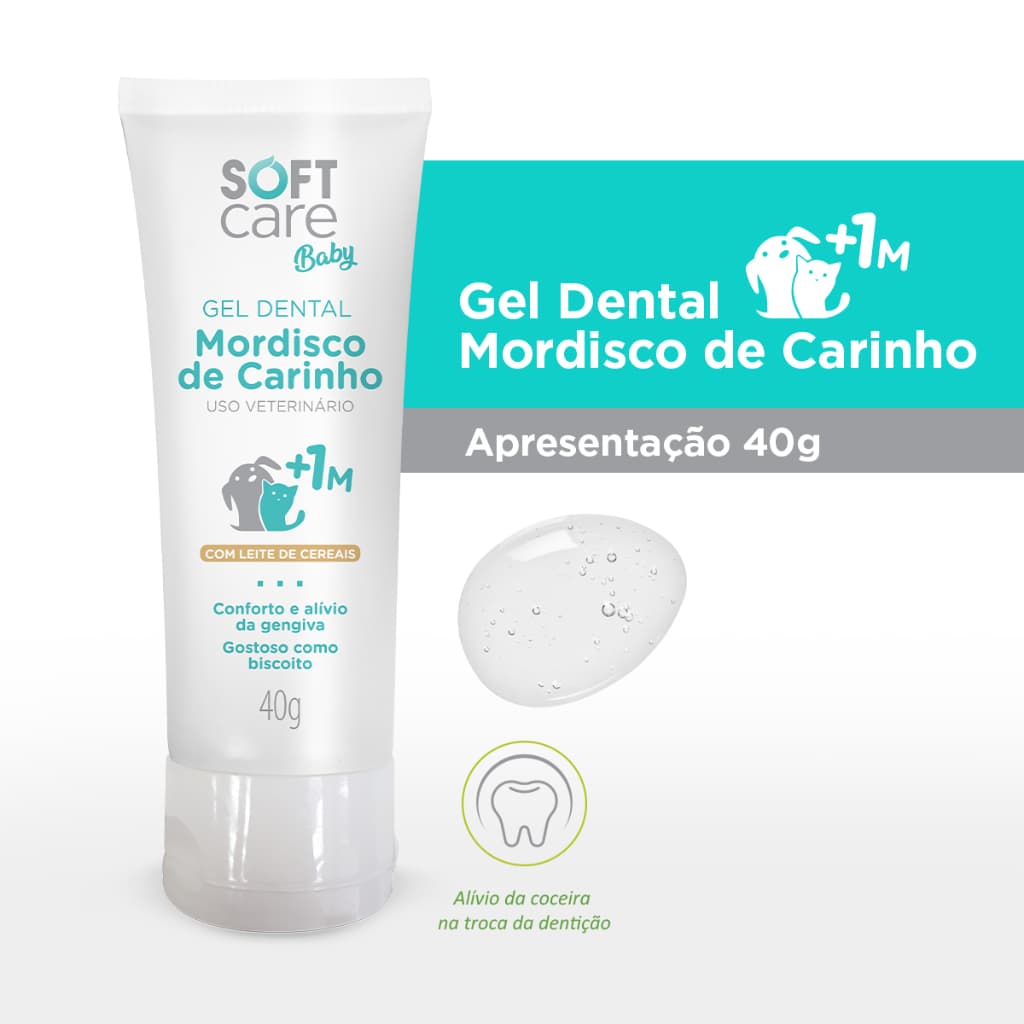 Soft Care Baby Gel Dental - Cães e Gatos Filhotes +1M - 40g