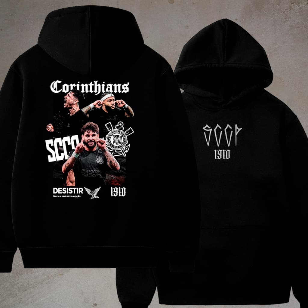 Moletom Masculino Corinth Time Canguru Agasalho Futebol Com Capuz Blusa De Frio Timão