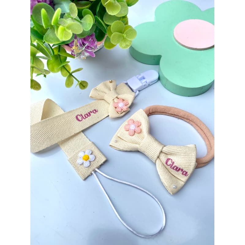 Faixinha e Prendedor de Chupeta personalizado bebê/ Saída maternidade/faixinha de luxo/ Faixinha RN e bebê personalizado