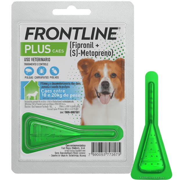 Frontline Plus 10 a 20 Kg Antipulgas e Carrapatos – 1 Pipeta