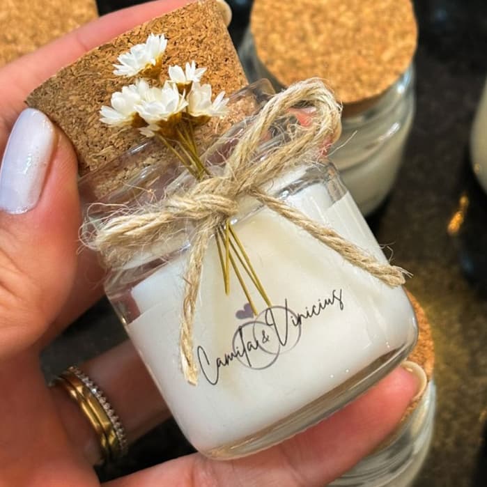 Lembrancinha Casamento Vela 40 g 100% Vegetal Kit Com 10 Unidades Velas Aromáticas Personalizadas
