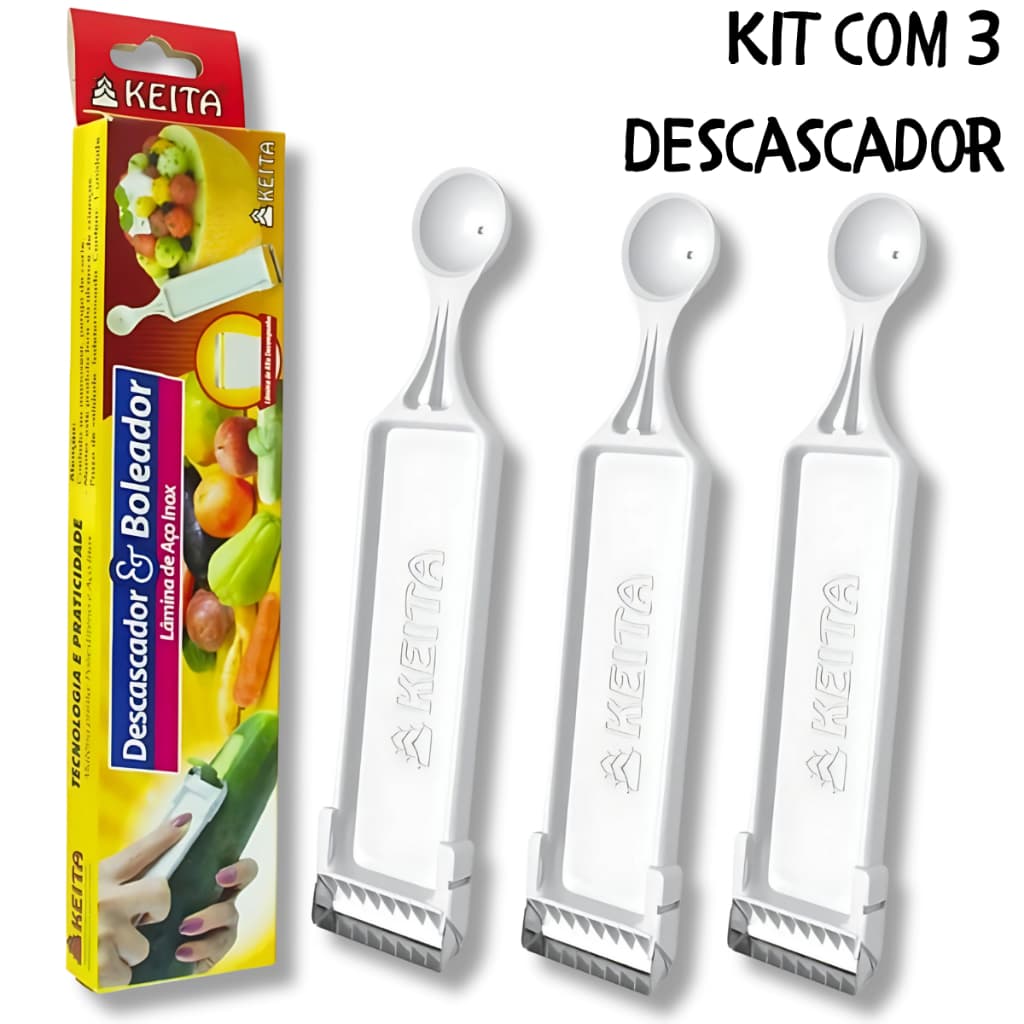 KIT 3 Descascador e Boleador 2 em 1 Keita para Batata Frutas e Legumes Utensílio de Cozinha